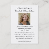 卒業記念宗教聖なる祈りの言葉カード 名刺 (裏面)