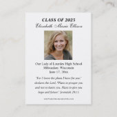 卒業記念宗教聖なる祈りの言葉カード 名刺 (裏面)