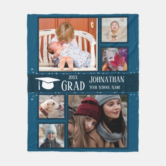 卒業記念年の写真数々の青 フリースブランケット (正面)