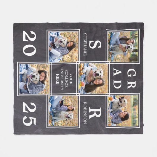 卒業記念撮影ユニークコラージュ フリースブランケット (正面(横))