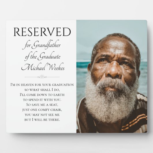 卒業記念救の祖父の席 フォトプラーク (正面)