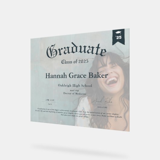 卒業記念記念の記念の卒業証書 アクリルサイン (傾斜)