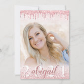 卒業記念 ローズゴールド グリッター ドリップ スパークル 4 フォト 招待状 (正面)