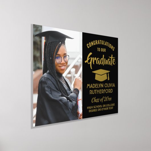 卒業記念One Photo Black & 実在 箔ポスター (レイダウン)