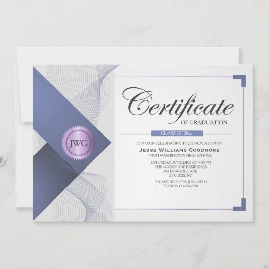 卒業証明書招待状 招待状 (正面)