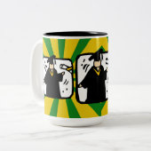 卒業証書の受取り – 緑と金ゴールド ツートーンマグカップ (正面左)