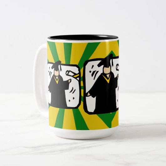 卒業証書の受取り – 緑と金ゴールド ツートーンマグカップ (正面左)