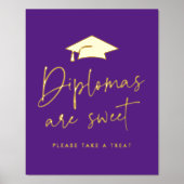 卒業証書は甘い紫の卒業式パーティー 箔ポスター (正面)