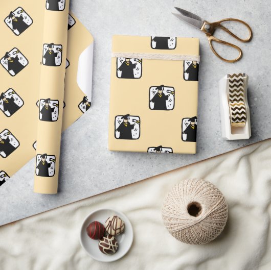 卒業証書を受け取る卒業 ラッピングペーパー (クラフト)