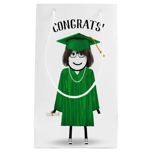 卒業証書を持つスティックガール スモールペーパーバッグ (正面)