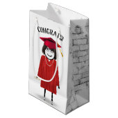 卒業証書を持つスティックガール スモールペーパーバッグ (正面アングル)