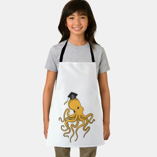 卒業証書を持つ学生としてのタコ エプロン (インサイチュ)
