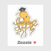 卒業証書を持つ学生としてのタコ シール (シート)