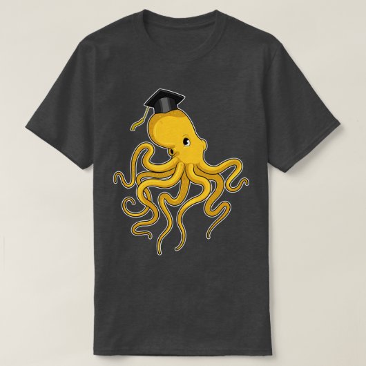 卒業証書を持つ学生としてのタコ Tシャツ (デザイン正面)