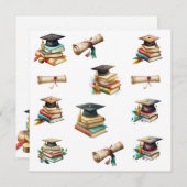 卒業証書キャップとブックカード 招待状 (正面/裏面)