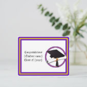 卒業証書スクールカラーズパープルと金ゴールド 招待状 (スタンド正面)