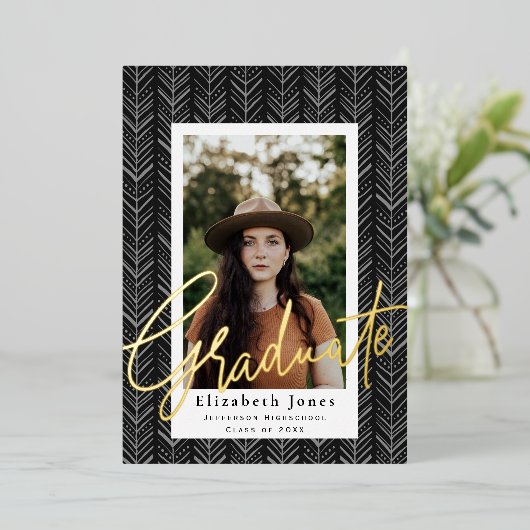 卒業証書卒業フォトフォイル招待状 箔招待状 (立ち正面)