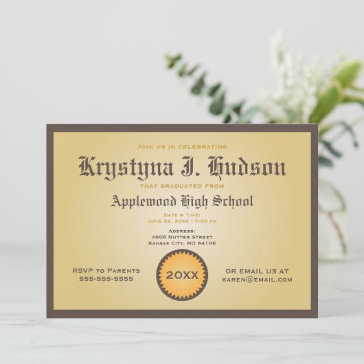 卒業証書授与式招待状 招待状 (スタンド正面)