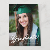 卒業証書　シンプル　モダン　写真　卒業 インビテーションポストカード (正面)
