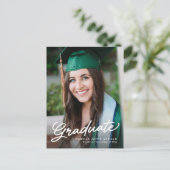 卒業証書　シンプル　モダン　写真　卒業 インビテーションポストカード (スタンド正面)