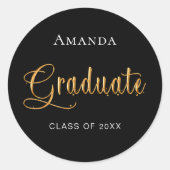 卒業証書 ブラックゴールド エレガント ラウンドシール (正面)