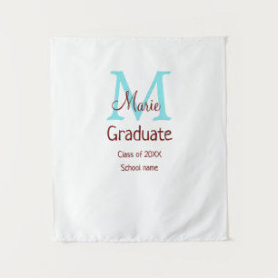 卒業証書 名前 モノグラム 緑 ピンク シンプル ミニマル タペストリー