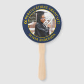 卒業証書 引用2枚 フォト ネイビーブルー ゴールド イエロー ハンドファン (正面)