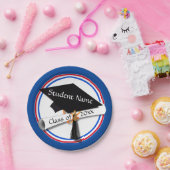 卒業証書 – 赤と青の学校の色 ペーパープレート (パーティー)