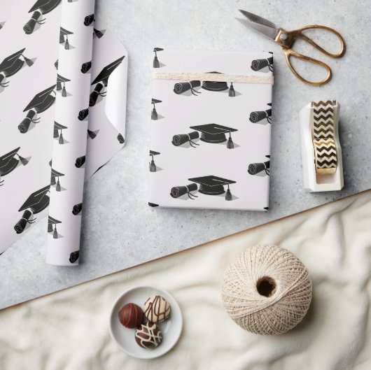 卒業証書(黒) ラッピングペーパー (クラフト)