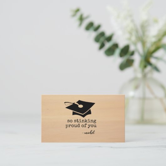 卒業誇りを持ったカードおもしろいの臭い ノートカード (スタンド正面)