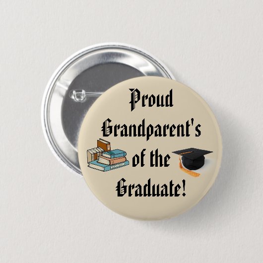 卒業誇りを持ったボタンの祖父母 缶バッジ (正面&裏面)