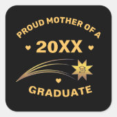 卒業誇りを持った年の母金ゴールドブラック スクエアシール (正面)