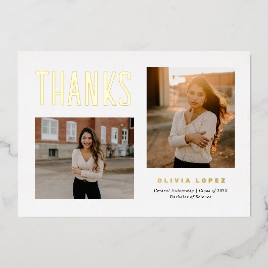 卒業誇りを持った感謝フォトカード 箔シーズンカード (正面)