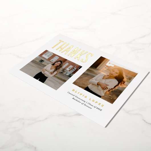 卒業誇りを持った感謝フォトカード 箔シーズンカード (回転した状態)