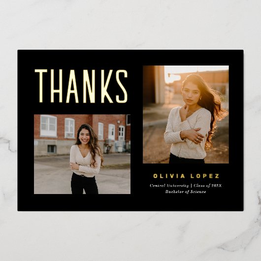 卒業誇りを持った感謝フォトカード 箔シーズンカード (正面)