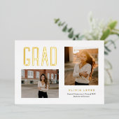 卒業誇りを持った招待状写真カード 箔シーズンカード (立ち正面)