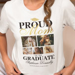 卒業誇りを持ったTシャツのママ Tシャツ<br><div class="desc">卒業式エレガントtシャツ卒業生のモータルボード、息子や娘の写真5枚、ことわざ誇りを持った「卒業生の母」、名前、勉強の場所、学年。</div>