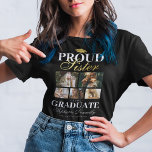 卒業誇りを持ったTシャツの妹 Tシャツ<br><div class="desc">卒業式ブラック&金ゴールドのTシャツは卒業生のモータルボード、兄弟姉妹の写真5枚、ことわざ誇りを持ったの「卒業生の妹」、その名前、勉強の場所、学年。</div>
