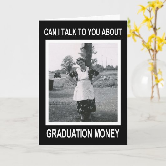 卒業資金 – おもしろい カード (黄色い花)