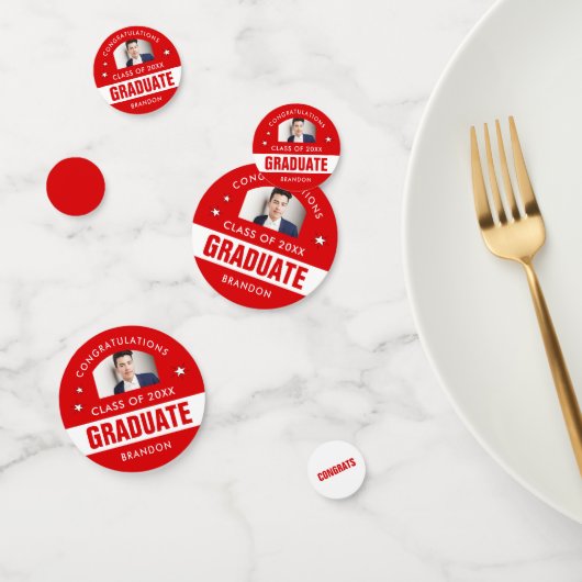 卒業赤と白写真カスタム紙吹雪 コンフェッティ (グループ)