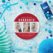 卒業赤と白写真コラージュカスタム ペーパープレート (パーティー)