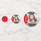 卒業赤と白写真パーソナライズされた コンフェッティ (正面)