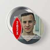 卒業赤と白写真ボタン 缶バッジ (正面&裏面)