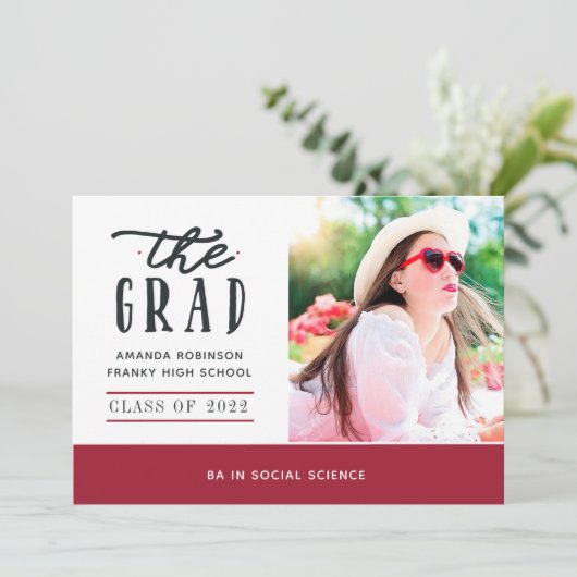 卒業赤と白写真 案内状 (スタンド正面)