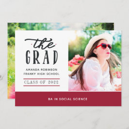 卒業赤と白写真 案内状