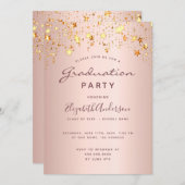 卒業赤面バラ金ゴールドピンク星2025 招待状 (正面/裏面)