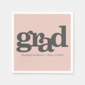 卒業赤面ピンクはっきりしたモダンタイポグラフィ スタンダードカクテルナプキン (正面)