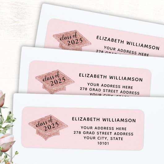 卒業赤面ピンク2025年卒業 ラベル