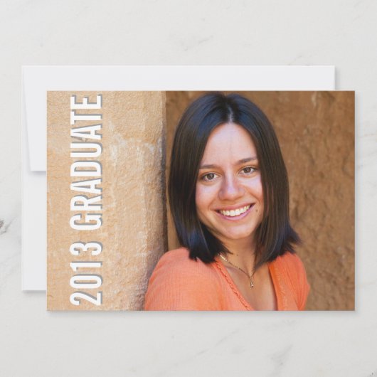 卒業達成フルポートレートモダン青 招待状 (正面)