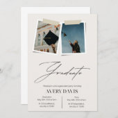 卒業部分招待状-モダンスクリプト 招待状 (正面/裏面)